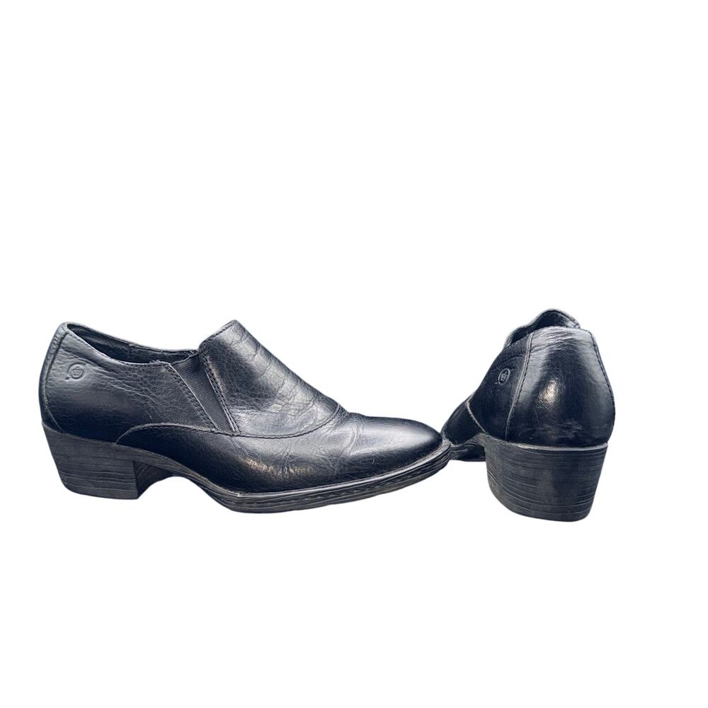 Born Black Leather Slip On Loafers Low Heel Comfort Shoes Women’s 9.5 41
